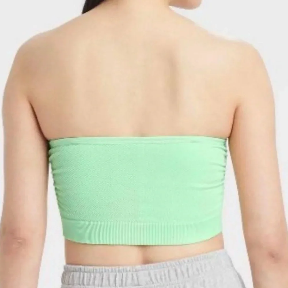 Closie Mint Green Ruche and Ribbed Removable Straps Bandeau Tube Top SKU0522,
